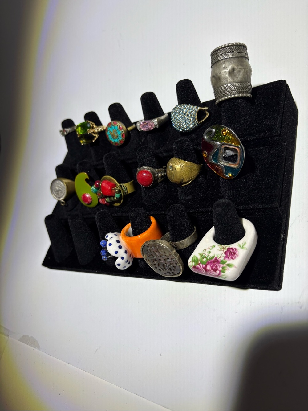 Assorted Colorful Statement Rings - Floral, Enamel & Gem Accents